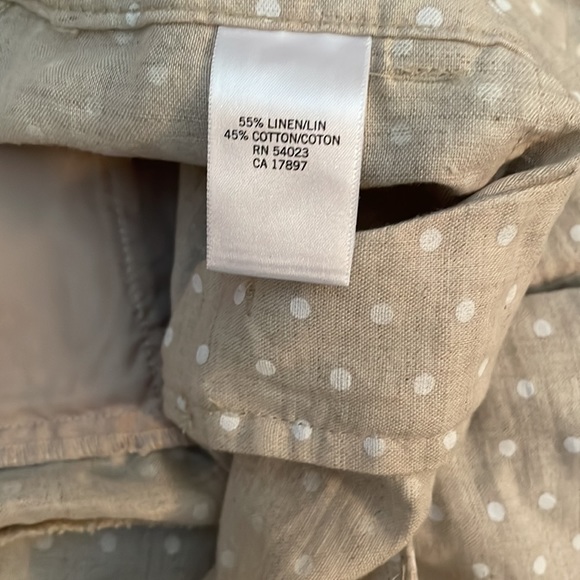 Banana Republic Tan with White Polka Dots 55% Linen Women’s Shorts Size 4 - Picture 6 of 14